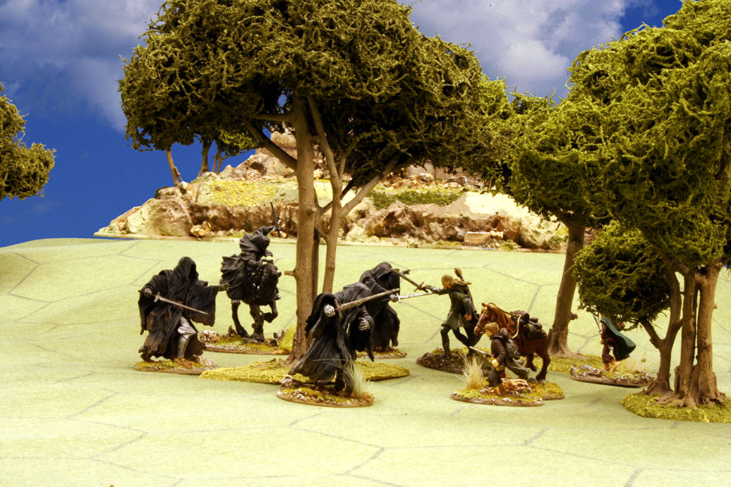 wraiths attack glorfindel and hobbits under the trees