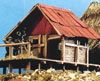 Close up of hooch with corrugated iron roof