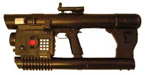 A 2cm Power gun with integral, grenade launcher and a multi wavelength sensor scope attached