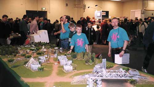 This is the ground they were fighting over: the bridge and industrial complex of the Rolling Hot game at Salute 2000