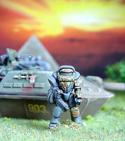 Power Armour in use with the Lightning Division seen here in support of a Broglie's Legion tank destroyer